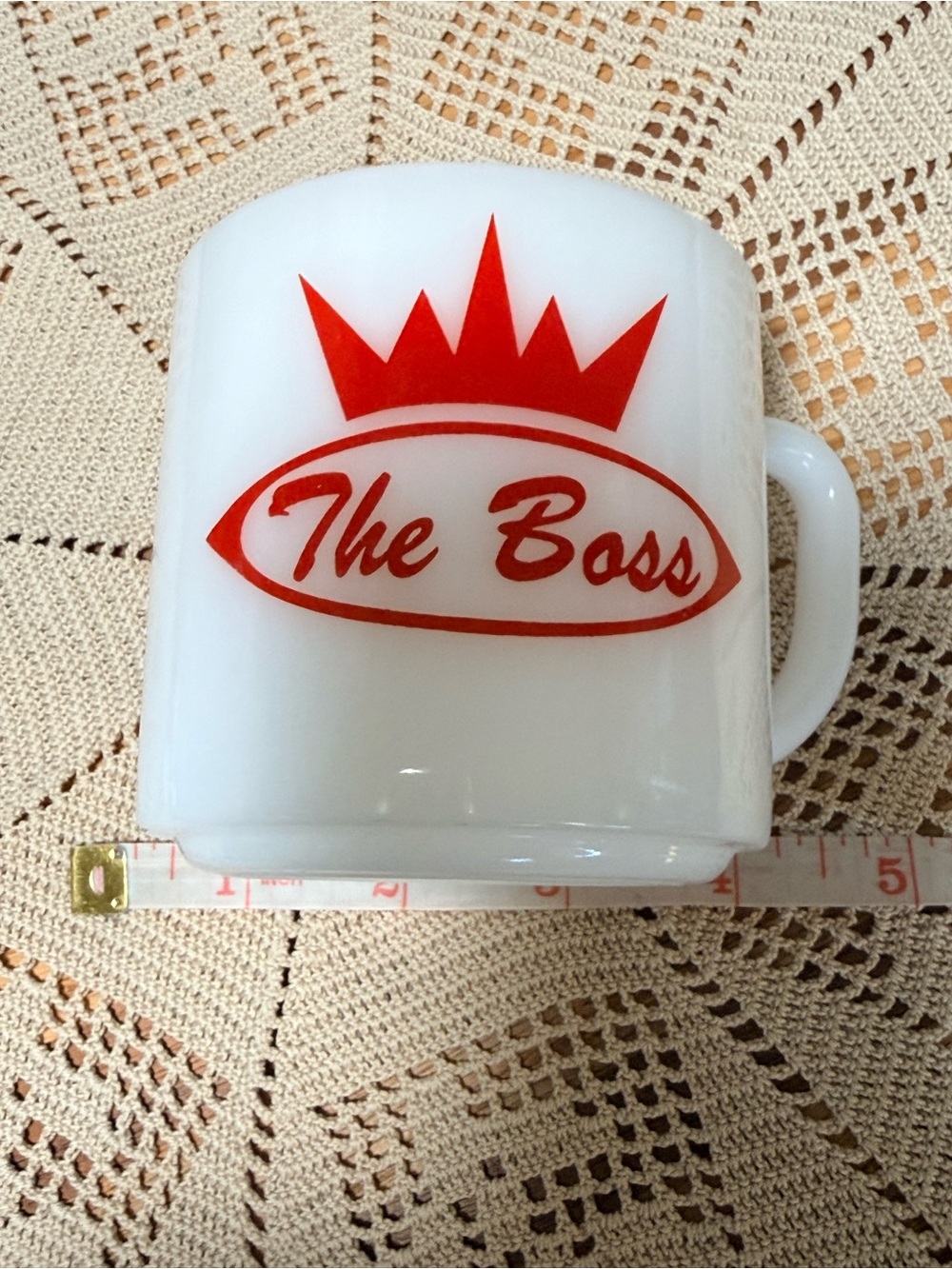 Vintage Federal Glass Milk Glass “The Boss” Mug